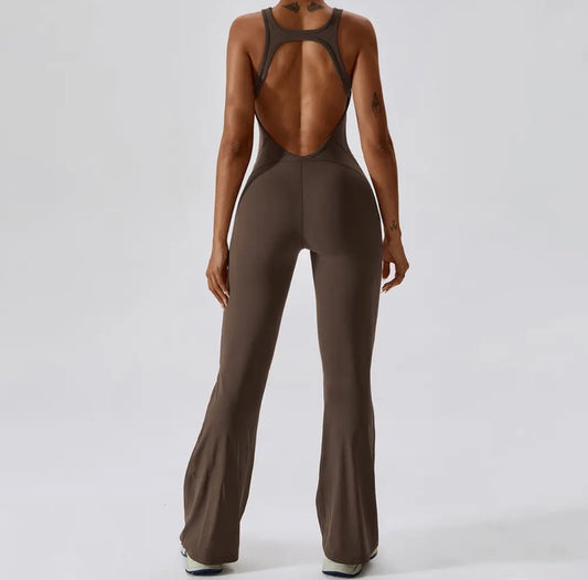 Open Back Jumpsuit Padded