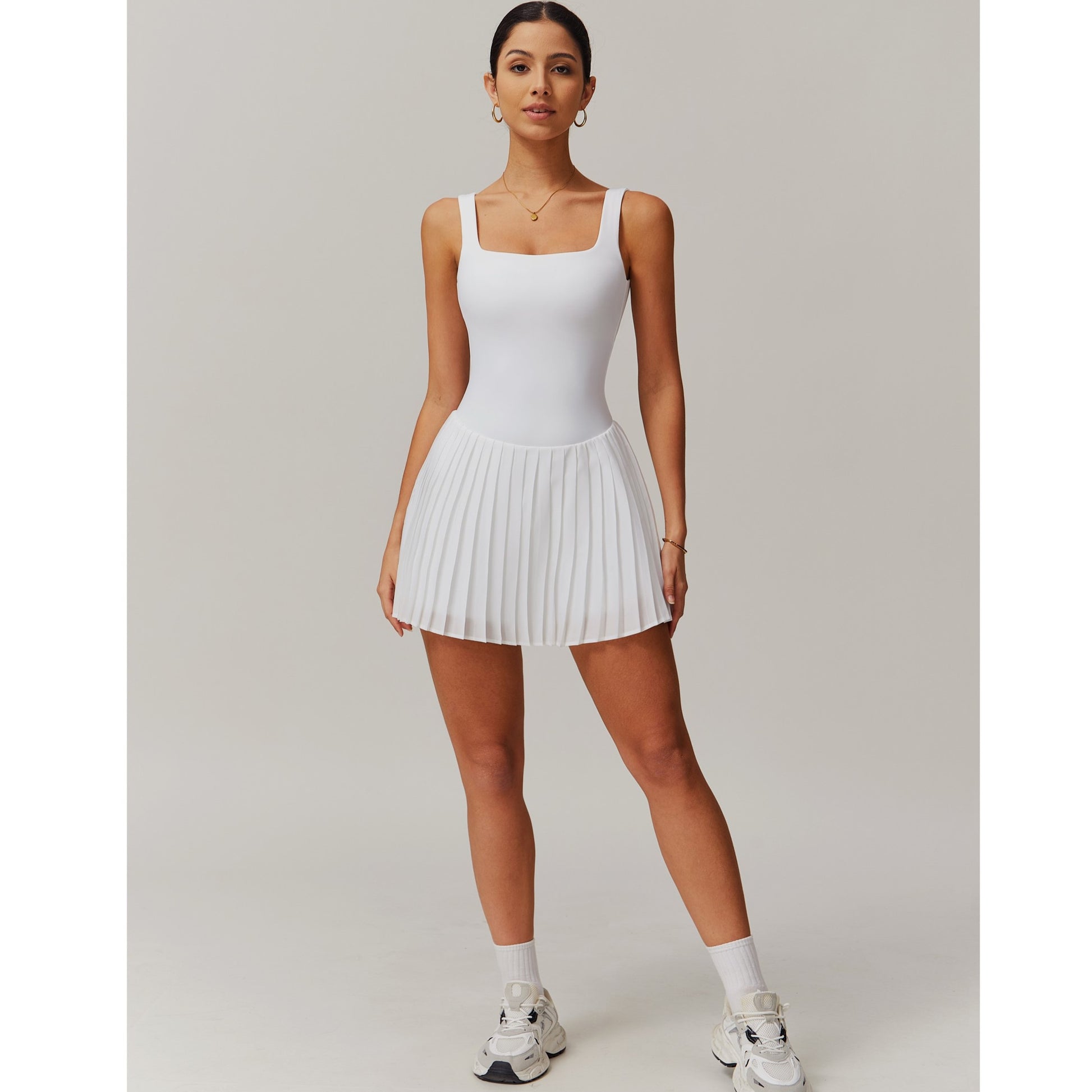 tennis dress short Blue piqu mini with a flared neckline Loose but not baggy Women's Geometric Plaid Checkered Tennis